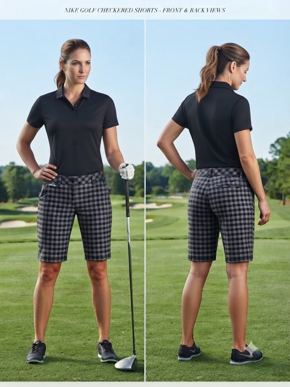 Nike Women’s Checkered Golf Shorts — Black/Gray